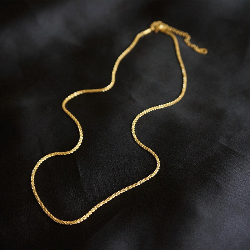 Super flashing stars sparkling necklace golden flashing 18K gold chain double layered plain chain accessories
