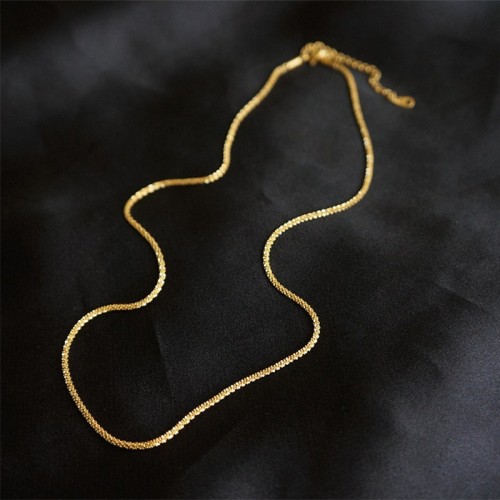 Super flashing stars sparkling necklace golden flashing 18K gold chain double layered plain chain accessories