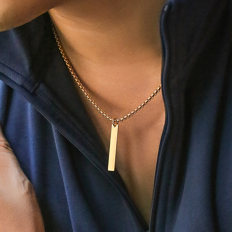 European and American cross-border jewelry, men's simple box chain necklace, Necklace, niche, versatile high-end sweater chain