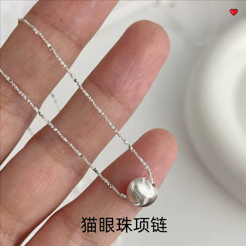 New S92 sterling silver cat eyeball necklace for women light luxury versatile clavicle chain summer high-end sense necklace wholesale