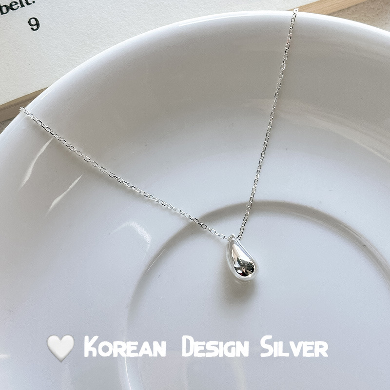 S925 sterling silver necklace ins temperament simple water drop pendant women's necklace clavicle chain silver jewelry Korean version niche