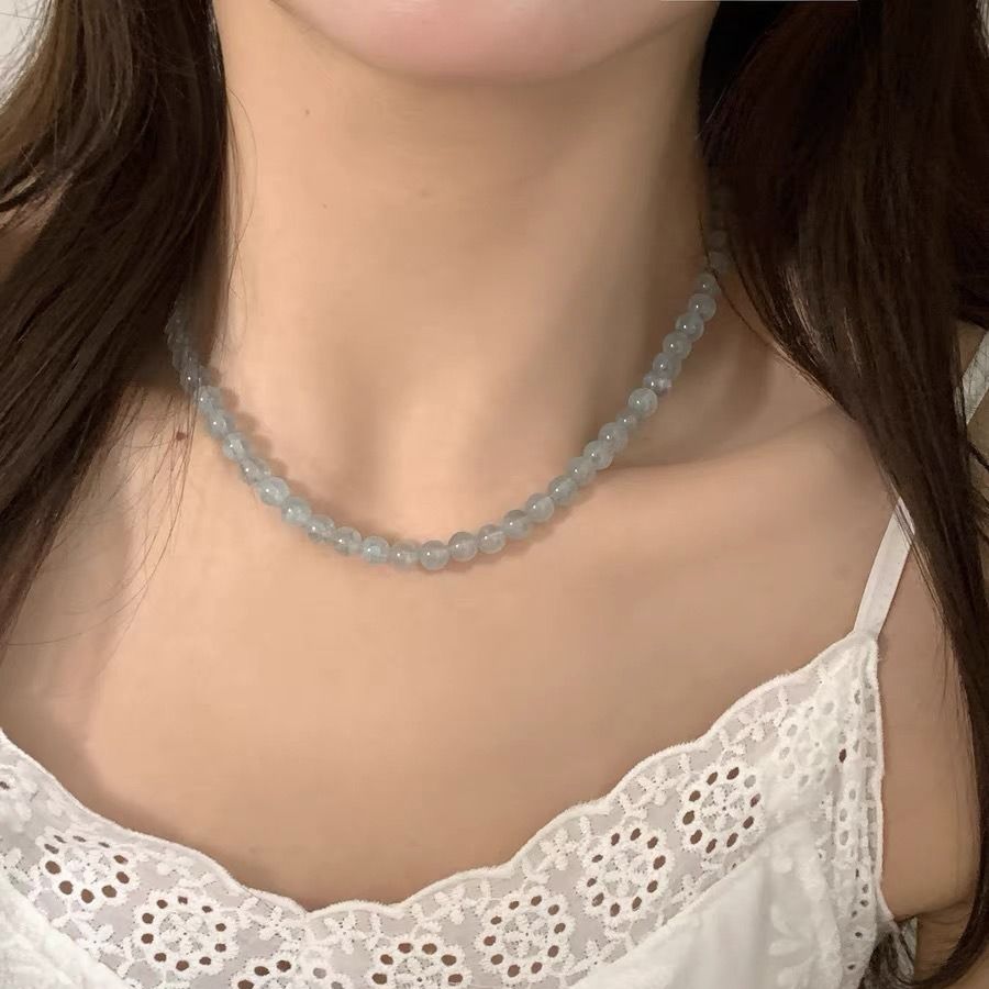 Sapphire blue necklace new summer simple versatile high-end necklace for women
