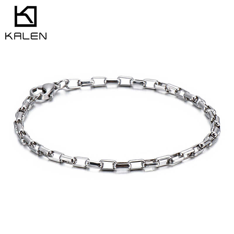 New stainless steel Korean plaid bracelet Personalized titanium steel long checkered chain wholesale of men and women's jewelry
