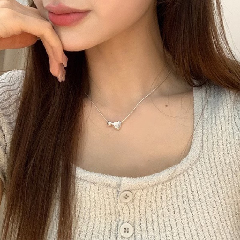 Round beads love simple necklace for women Korean style, cool style, versatile and personalized sweater chain ins internet celebrity necklace autumn