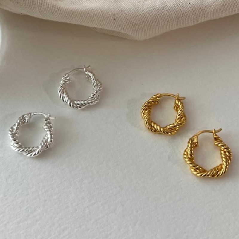 Korean style simple braided twisted thread twisted earbuds fashionable personality temperament niche design internet celebrity ear jewelry wholesale