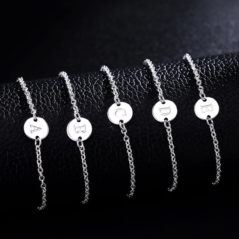 JSH 925 silver 26 English letter tag bracelet for girls anklet cross-border AliExpress LH029