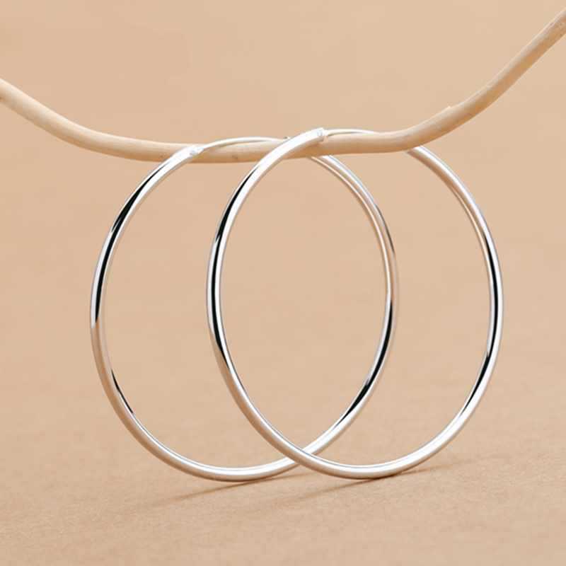 S925 sterling silver earrings, anti-allergic sterling silver earrings, temperamental elbow ring new round glossy earrings