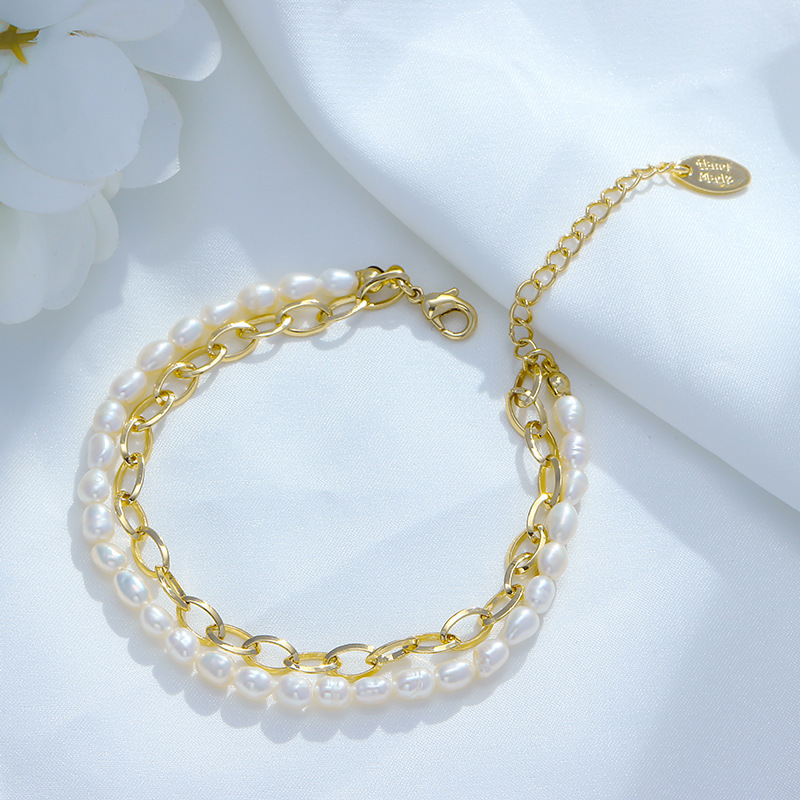 Badu double layered pearl bracelet for women fashion simple personalized niche design new hand jewelry for girlfriend
