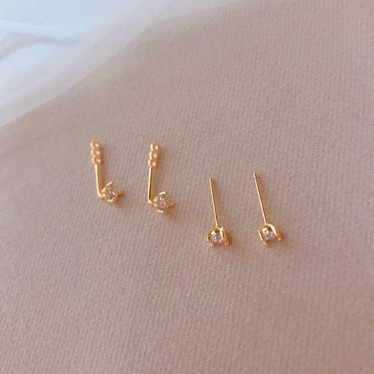 French style two-wearing rhinestone earrings for women with high-end sterling silver earrings new popular versatile temperament earrings