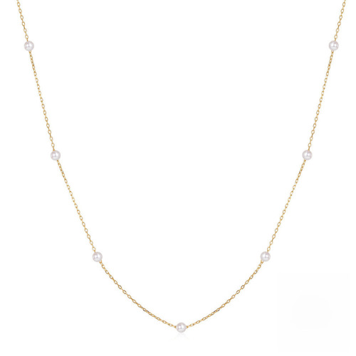 S925 sterling silver pearl stacked temperament clavicle necklace Japanese and Korean internet celebrity Douyin hot selling light luxury high-end wear necklace