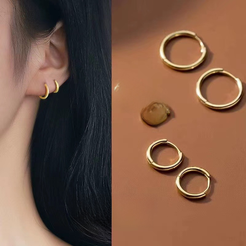 s925 Tremella buckle wholesale earrings women's temperament Korean earrings New Year's new trendy ear bone nail ear ring trendy