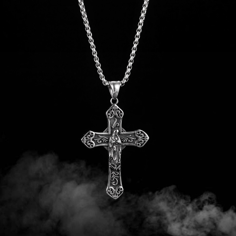 Accessories Wholesale European and American Fashion Titanium Steel Cross Pendant Jewelry Personality Trends and versatile Hip Hop Necklace Men's Jewelry
