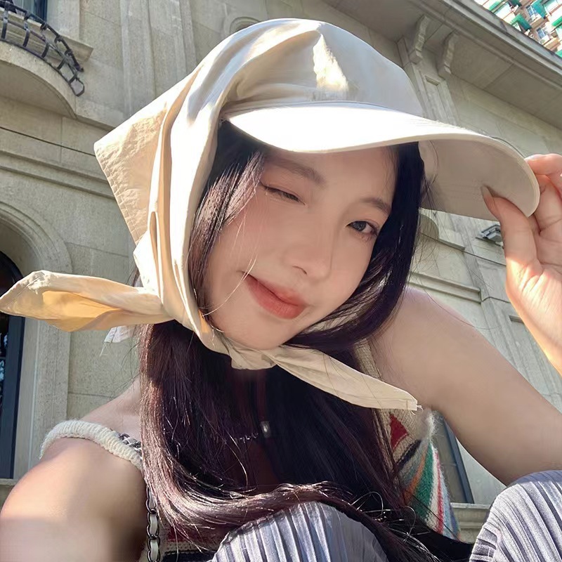 Jennie's same quick-drying turban tied baseball cap for women's outdoor neck protection and neck protection Korean niche camping hat