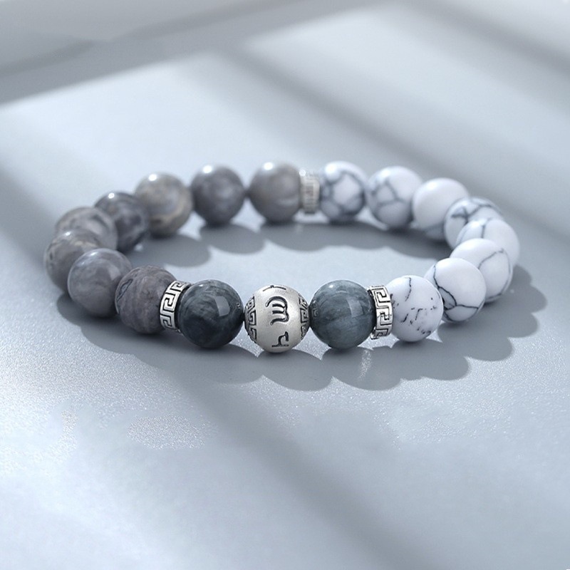 Six-character proverb bracelet for men's simple niche and high-end men's bracelet for luck beads for Chinese Valentine's Day gift for boyfriend