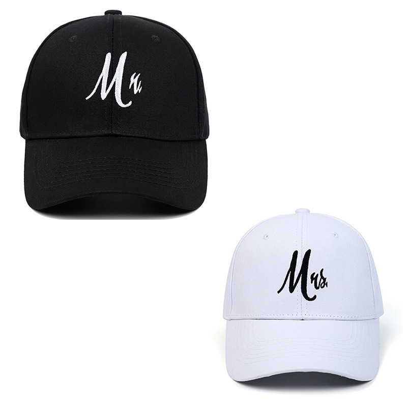 Cross-border Amazon Black MR MRS Letter Embroidered Hat Couple Simple and Versatile Sun Protection Hood Spring and Summer New