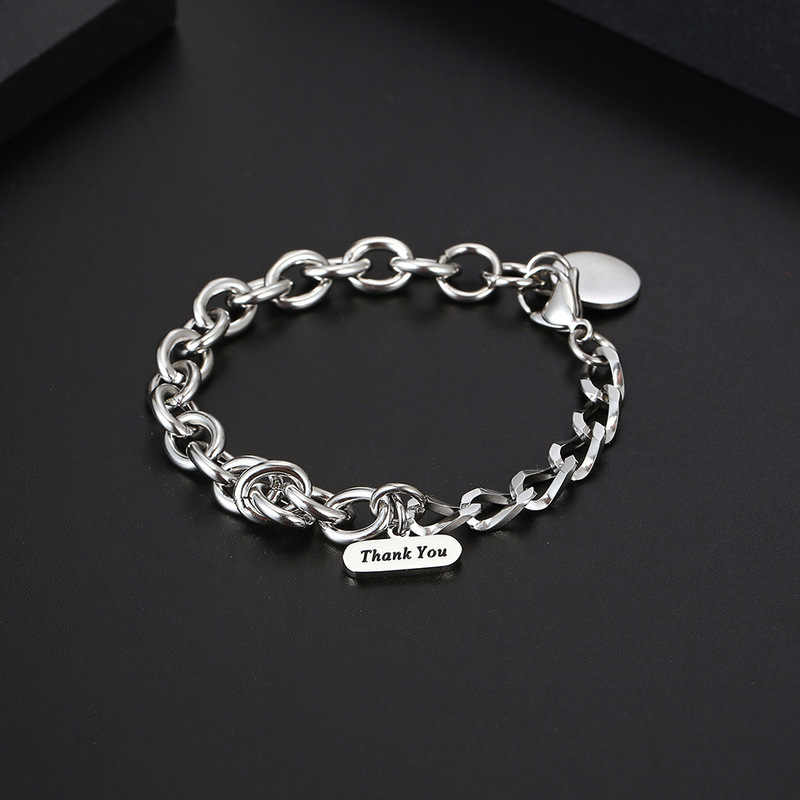IMI splicing combination bracelet for men and women neutral retro street style Cuban chain titanium steel jewelry YL628
