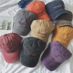 【1738 repurchase】Four-season denim wash hat for women's retro baseball cap Korean version of old and versatile street letter embroidered baseball cap