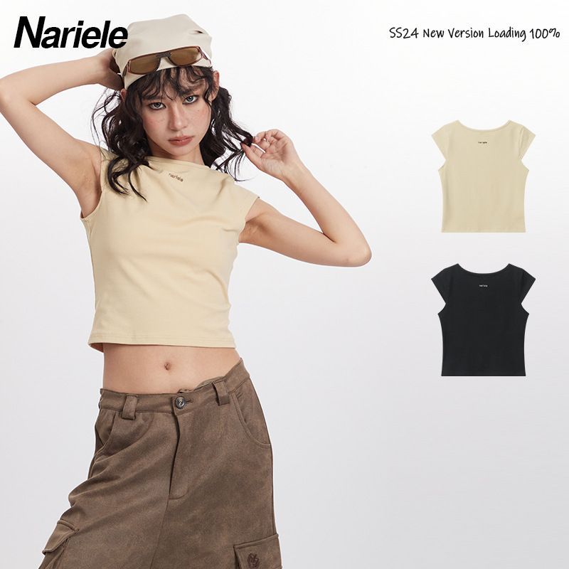 Sleeveless summer European and American summer trendy hot girl backless T-shirt for women round neck Japanese trendy short tops ins
