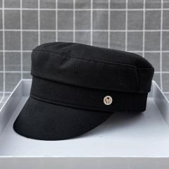 Short rock newspaper girl's rhinestone letters decoration cotton flat top baseball cap beret octagonal hat men have size