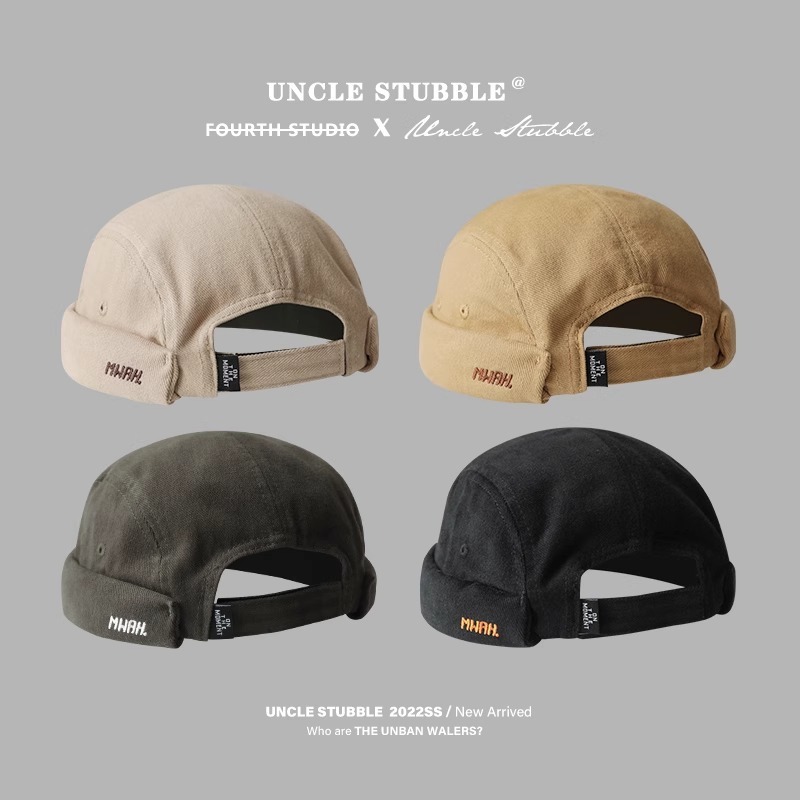 Uncle Stubble Melon Skin Hat Japanese Harajuku Style Street Trendy Retro Landlord Hat Men's Autumn and Winter Style Yuppie Hat Women