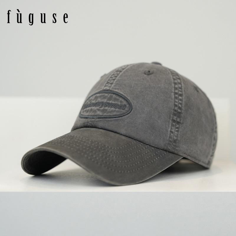 Spring and summer washing and larger soft top baseball hat for men and women Korean style versatile wide brim big head circumference showing the face small duckling cap trendy