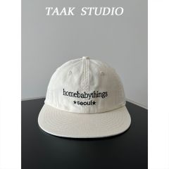 Korean ins navy blue flat edge baseball hat women summer versatile hip-hop street letter flat brim baseball cap men