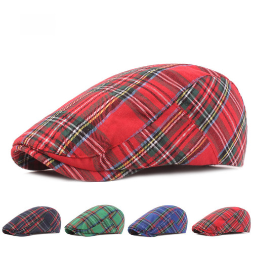 Plaid baseball cap, women's beret, literary youth hat, European and American foreign trade advance hat, Internet celebrity hat