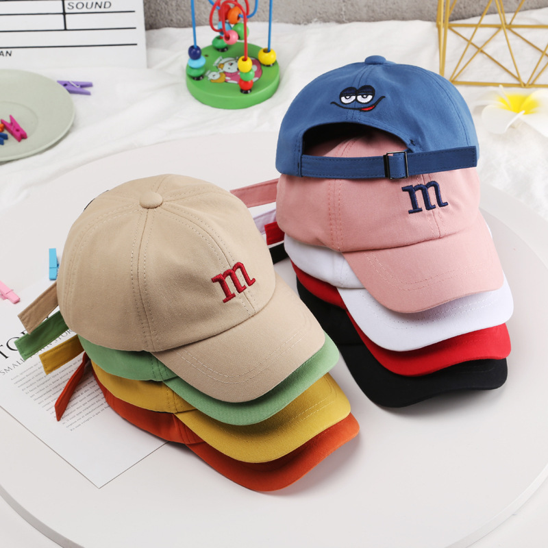 Children's Spring and Summer New versatile M letter embroidered parent-child duckball cap for boys and girls sun protection baseball cap