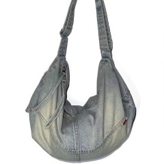 Inier old denim bag washing cloth crossbody bag y2k sweet and cool hot girl large capacity single shoulder cross bag
