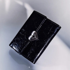 Korean niche fennec heart-shaped cowhide card bag love card bag flip ID card bag classic change multi-color wallet