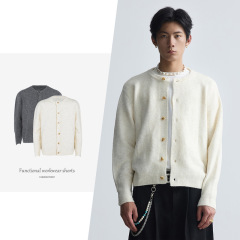 TAICHIISM wool blend cardigan button knitted round neck double yarn cardigan autumn and winter style versatile lazy sweater