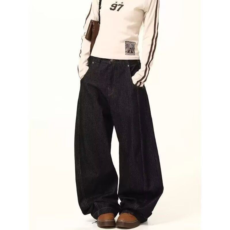 American retro loose wide-leg scimitar pants men's autumn and winter high-end casual pants trendy handsome street jeans