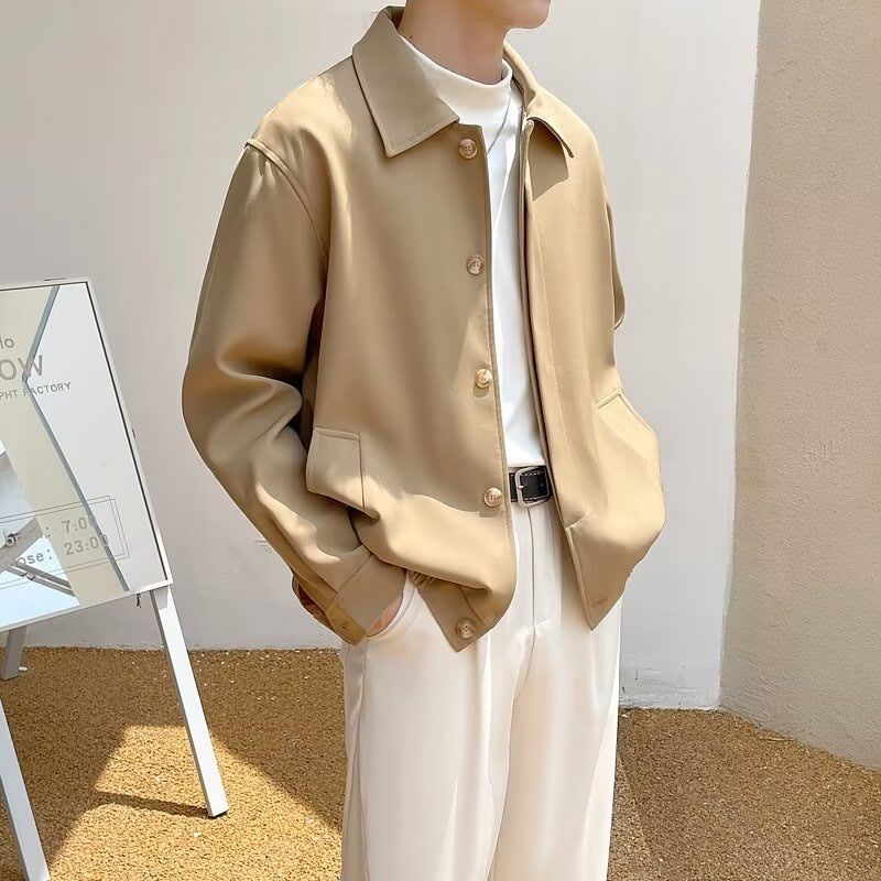 Men's Fashion Shirt Harajuku Ins Simple New Lazy Fashion Japanese Literary and Versatile Long Sleeve Youth Trend