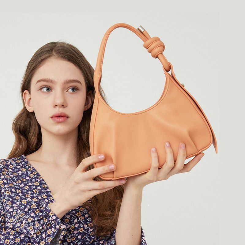 Bag bag autumn and winter French niche simple casual knotted pleated armpit bag one shoulder crossbody bag