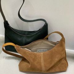 Korean dearni niche design autumn and winter genuine leather retro matte translucent splicing simple and fashionable one-shoulder underarm bag