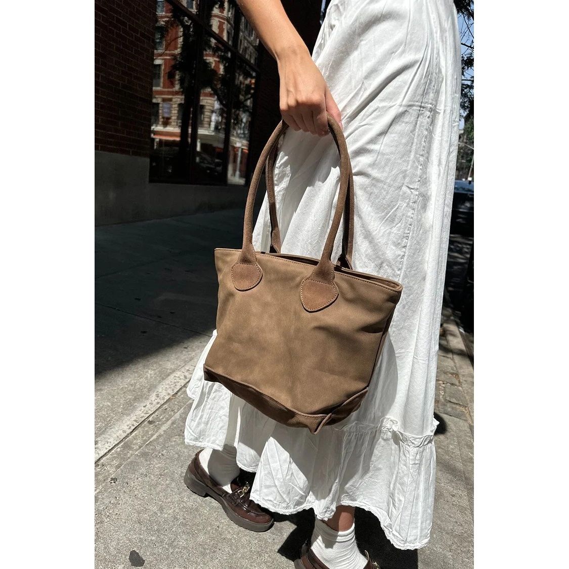 BM style autumn and winter new suede matte handbag casual brown shoulder bag for women