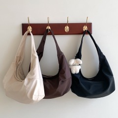 New large-capacity nylon dumpling bag underarm bag for women Korean version wide shoulder strap casual solid color simple shoulder bag