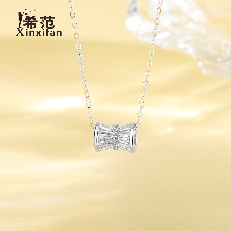S925 sterling silver slim waist necklace for women wearing diamonds and diamond ring pendant internet celebrity temperament elegant street stall wholesale