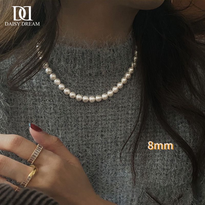 【Official Authentic】Zhenyuan Shijia Big Pearl Necklace for Women Niche High-end Sex Sweater Chain 2025 New Hot Simple Collarbone Chain