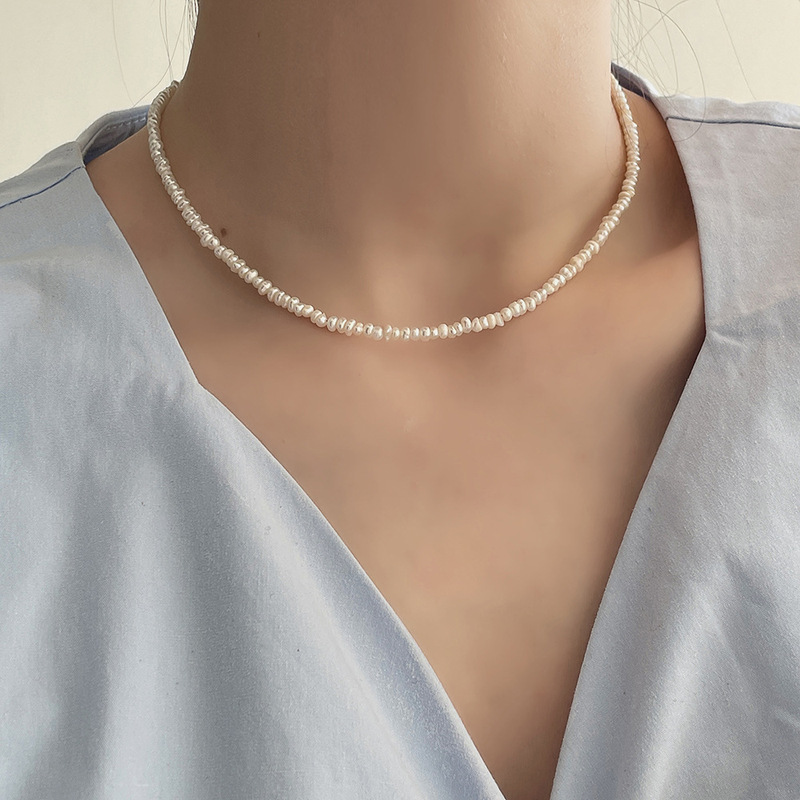 Korean niche design sense Xiaomi Li natural freshwater pearl necklace for women with extremely thin and versatile stacked collarbone chain short chain