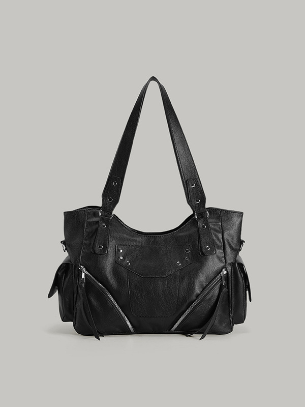 Sweet and cool hot girl rivet motorcycle bag new niche retro handbag versatile commuter one-shoulder tote bag for women