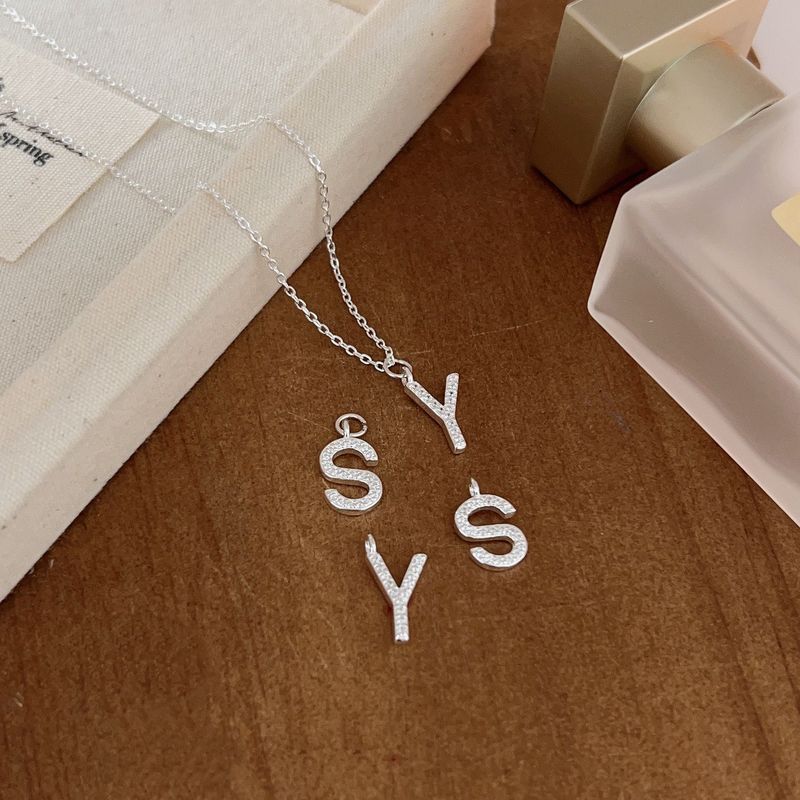 925 sterling silver English letter pendant necklace for women Korean summer niche design light luxury temperament DIY accessories