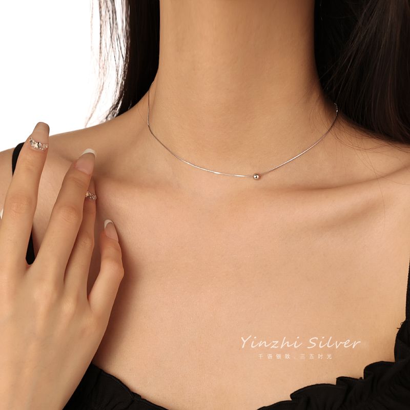 [Official authentic] 925 silver necklace for women simple and cold style niche light luxury collarbone chain 2024 necklace design sense daily jewelry