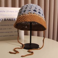 Korean version ins hand-woven hollow breathable head hat for women spring and summer internet celebrity fashion hook flower knitted wool hat