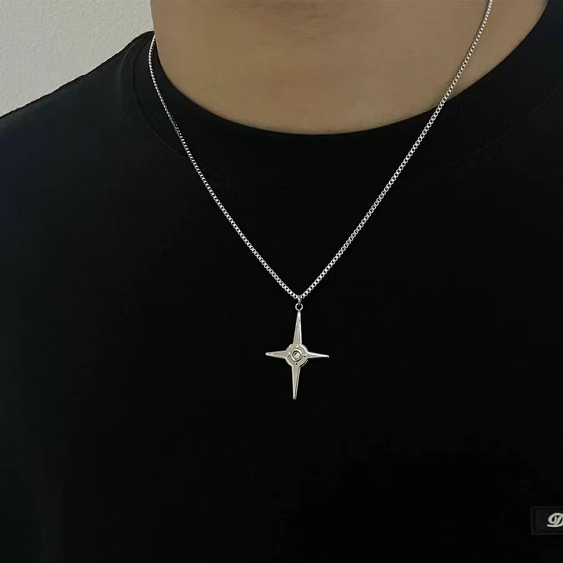 Ins Cross Necklace Women's New Year Trendy Four-Star Clavicle Chain Temperament Fresh Style Design Feeling