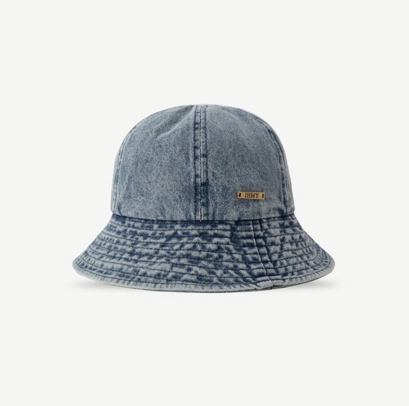 Light luxury Japanese washing denim fisherman hat couple versatile outdoor street sunshade literary metal basin hat women