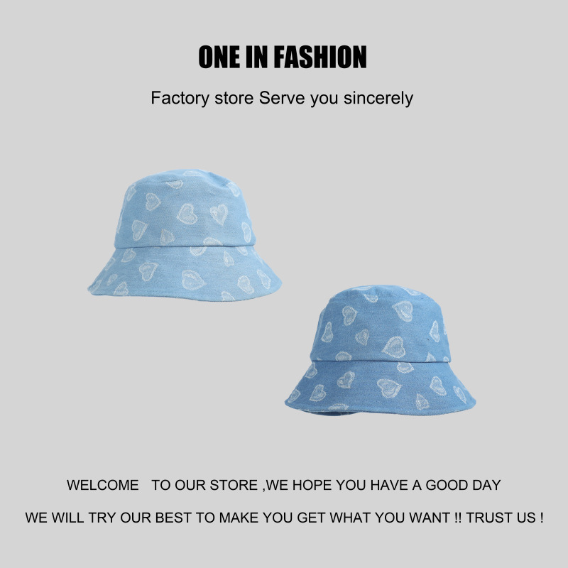 Lovely Cowboy Fisherman Hat Girl in summer covers her face and shows her face small and old-fashioned sense of bare face artifact basin hat bucket hat