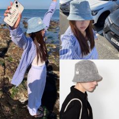 Pure Y embroidered IS denim four-season wide-edge fisherman hat baseball hat