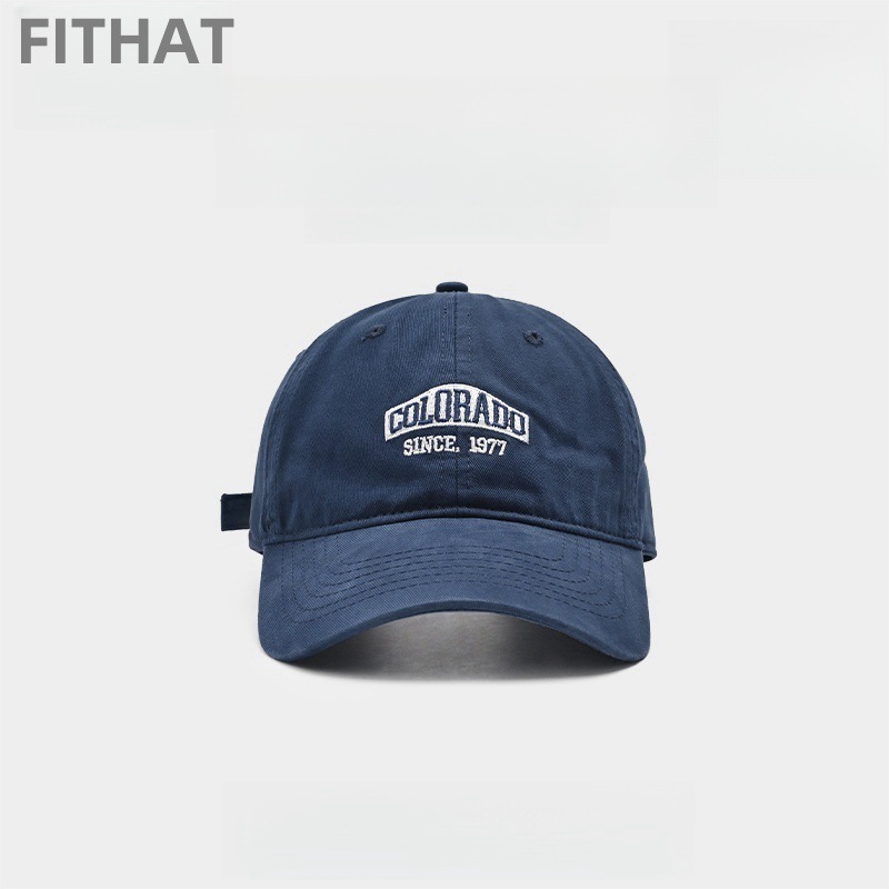 New soft top retro American baseball cap women's face showing small blue hat men's navy blue baseball cap