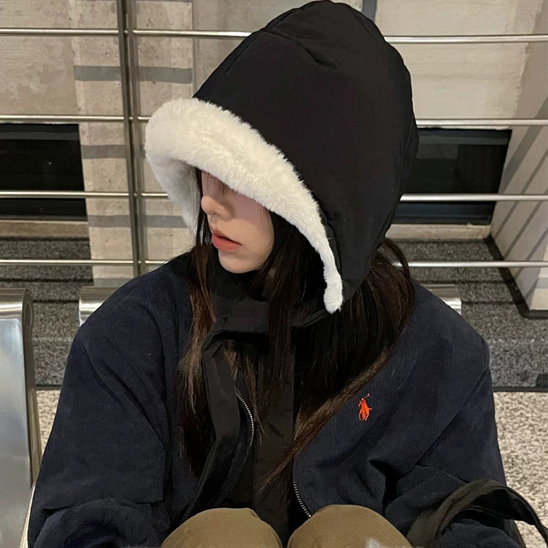 Northeast waterproof quick-drying thick plush hat Korean ins lace-up warm flip ear protection flight hat ski hat